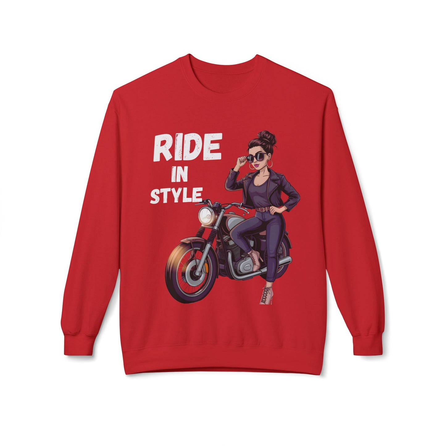 Sweatshirt Ride in Style Graphic Design Soft Fleece Crewneck