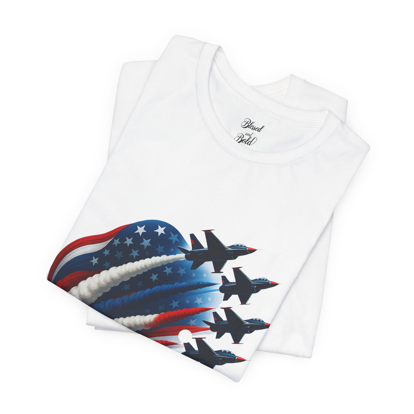 Short Sleeve Tee Wings of Freedom Airplane USA Patriotic Shirt