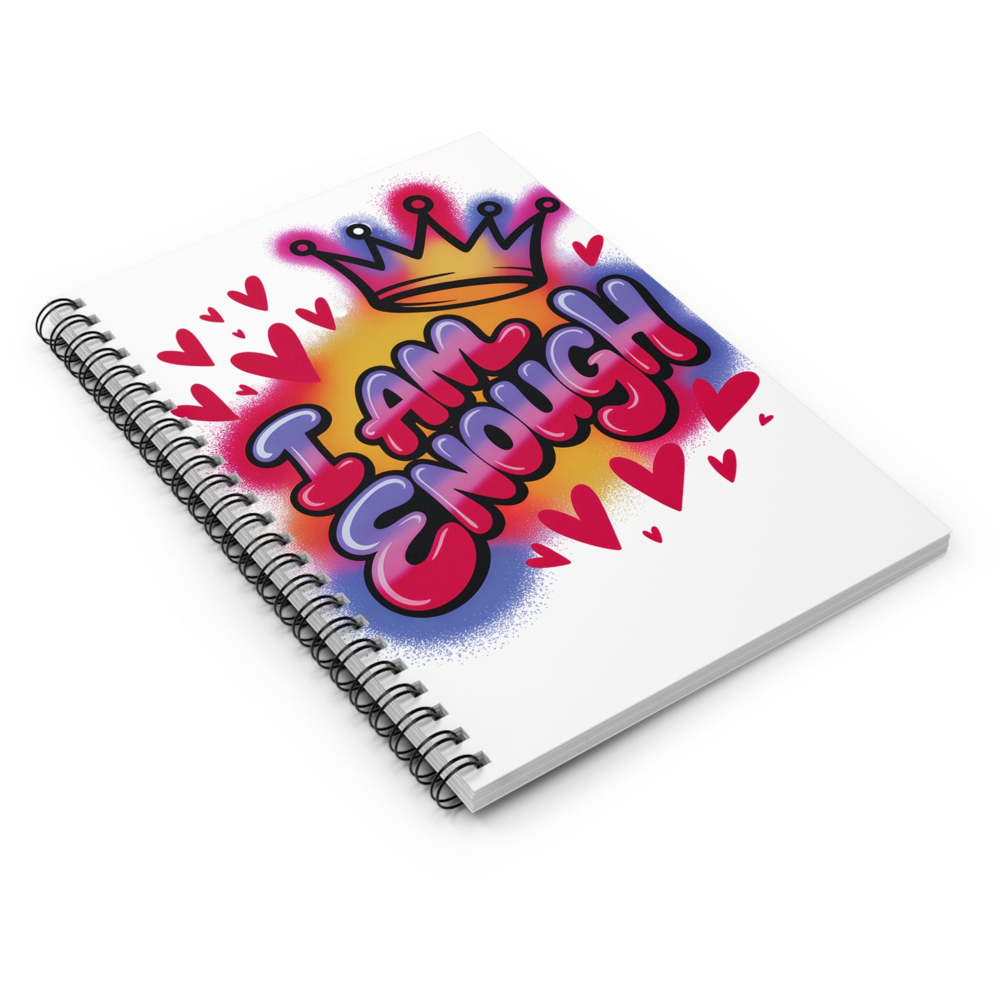 Journal - Ruled Line Spiral Notebook with 'I AM ENOUGH' Design