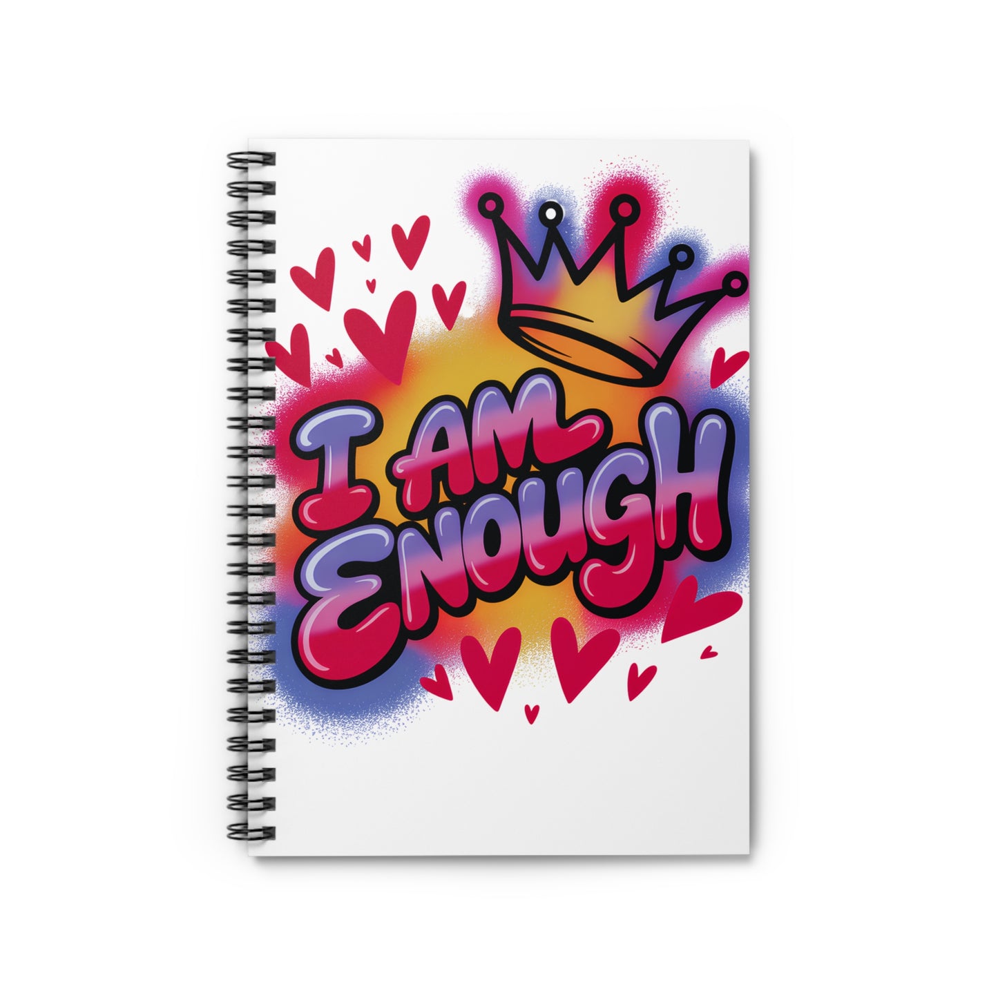 Journal - Ruled Line Spiral Notebook with 'I AM ENOUGH' Design