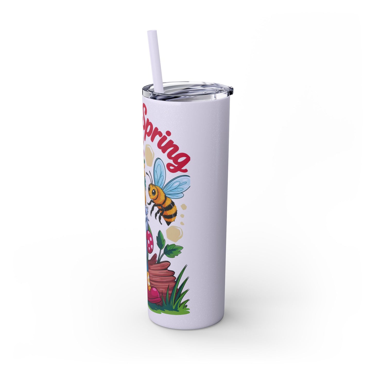 Tumbler Spring Vibes Skinny Tumbler 20oz with Straw
