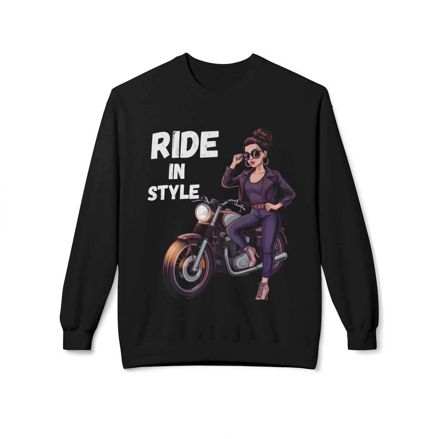 Sweatshirt Ride in Style Graphic Design Soft Fleece Crewneck