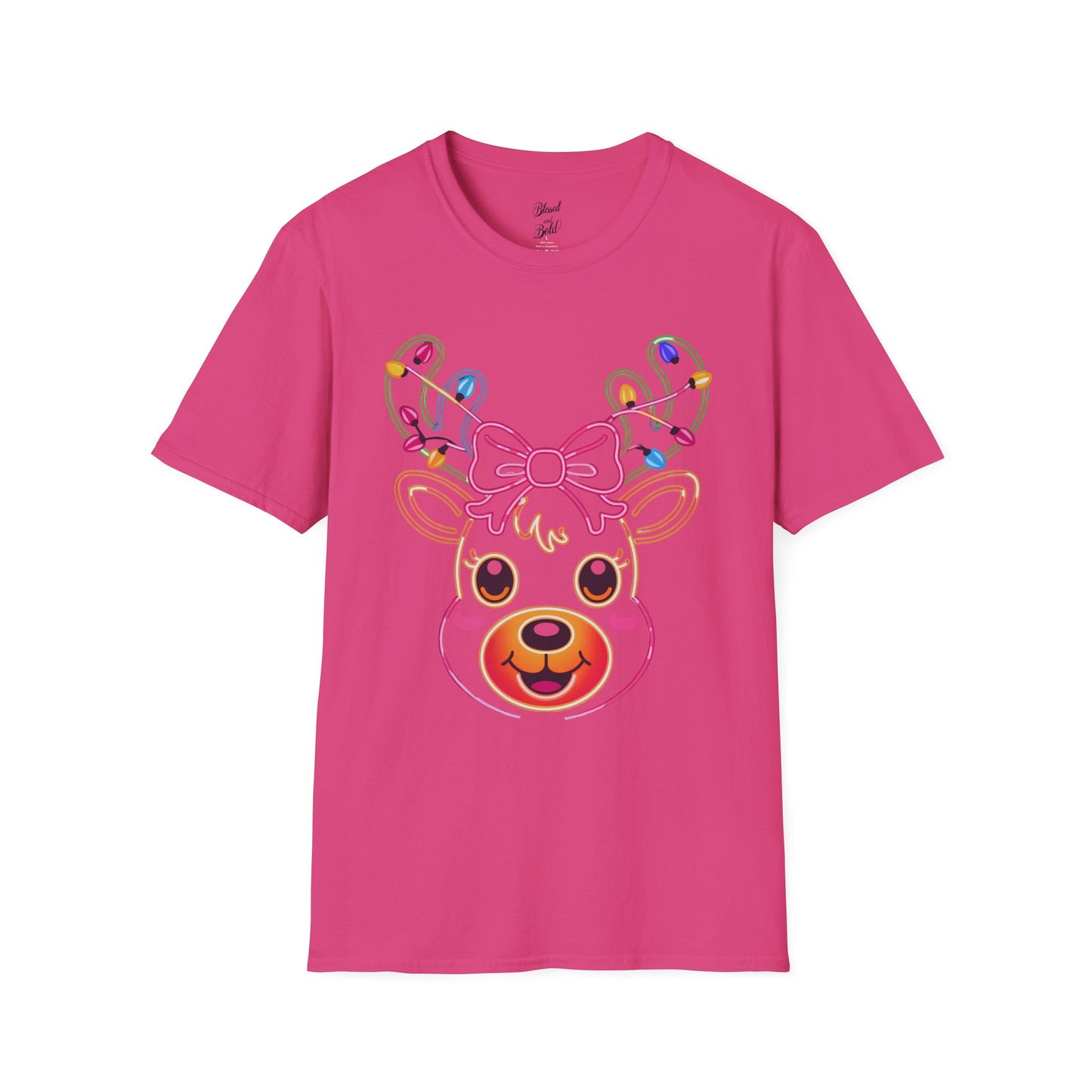 T-Shirt - Neon Noel Reindeer Design