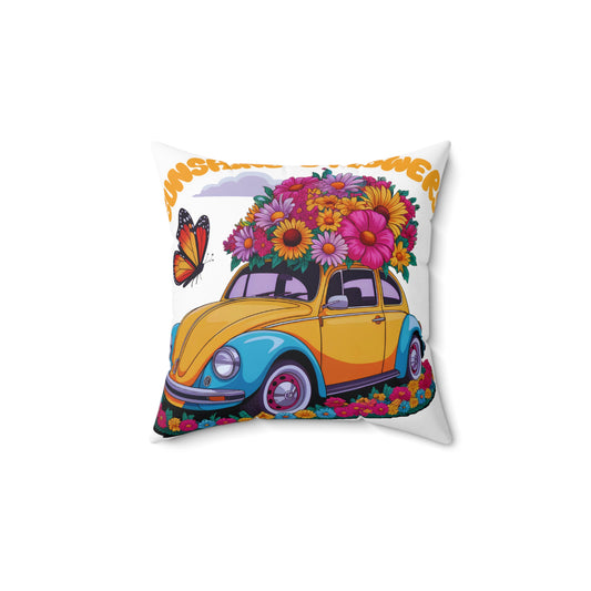 Square Pillow - Sunshine and Flowers Design