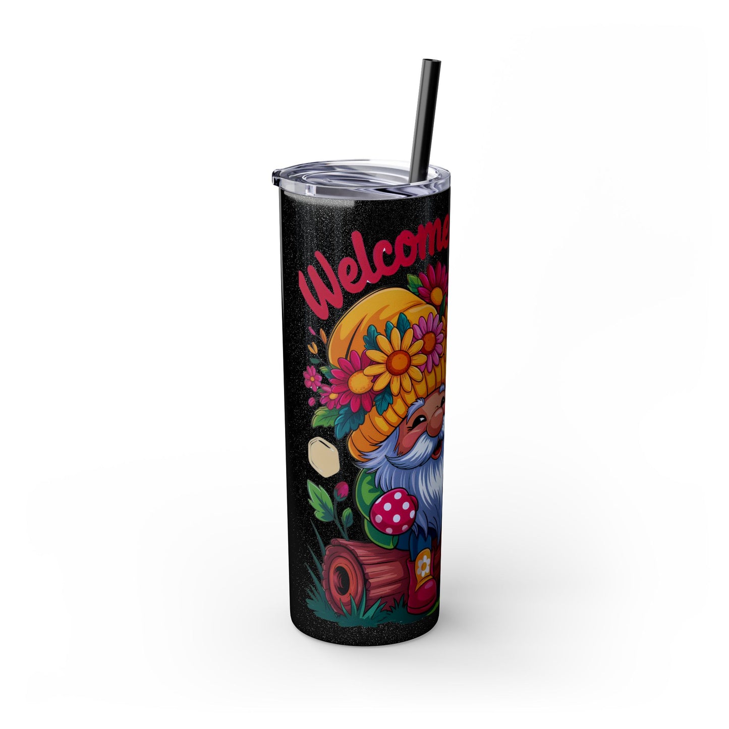 Tumbler Spring Vibes Skinny Tumbler 20oz with Straw