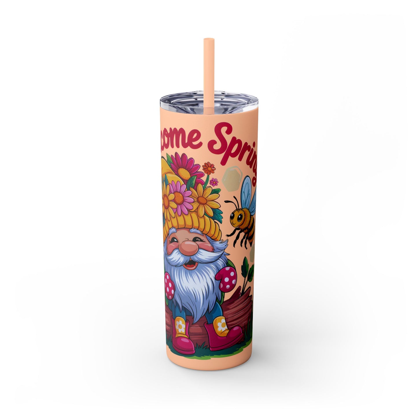 Tumbler Spring Vibes Skinny Tumbler 20oz with Straw
