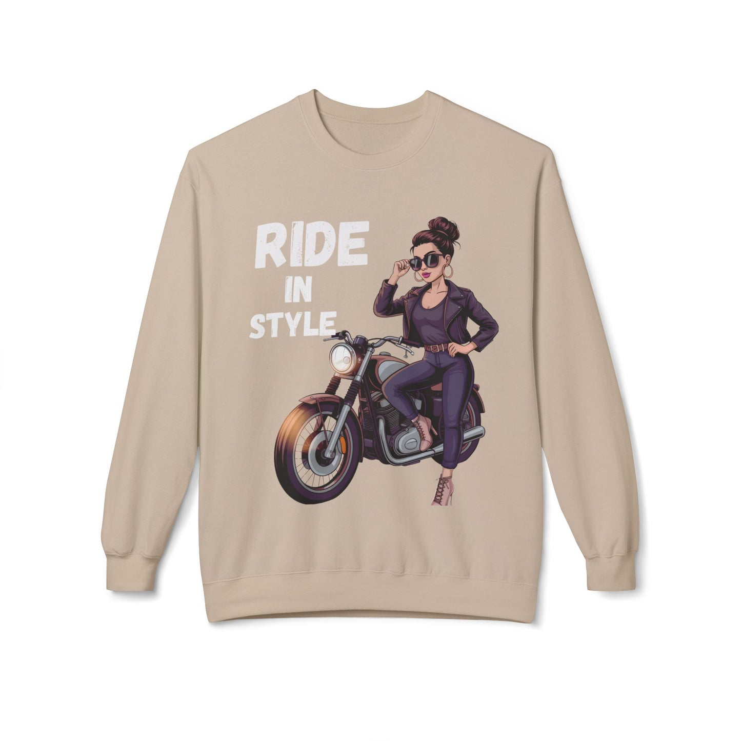 Sweatshirt Ride in Style Graphic Design Soft Fleece Crewneck