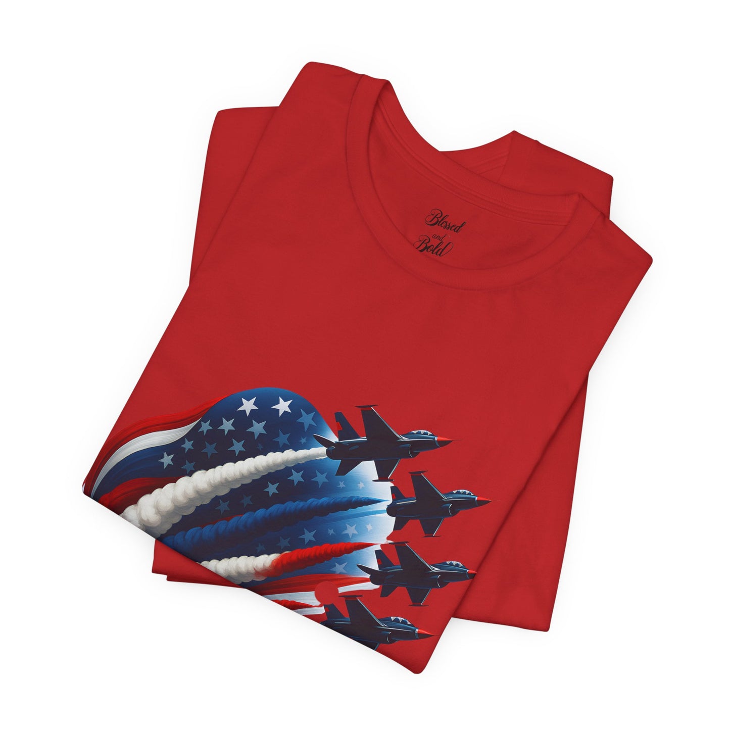 Short Sleeve Tee Wings of Freedom Airplane USA Patriotic Shirt