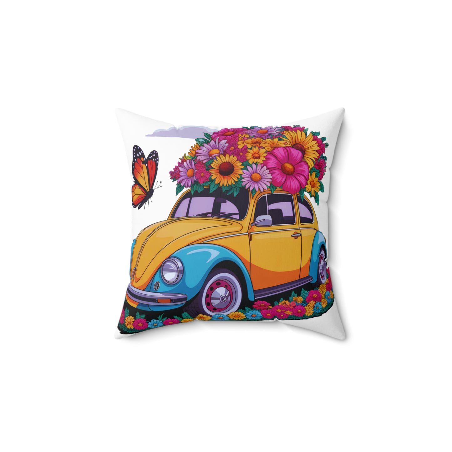 Square Pillow - Sunshine and Flowers Design