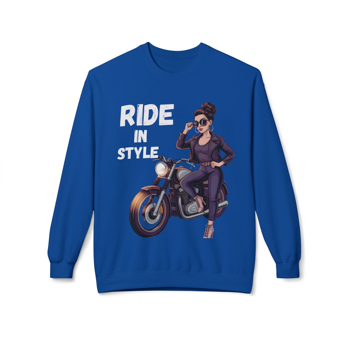 Sweatshirt Ride in Style Graphic Design Soft Fleece Crewneck