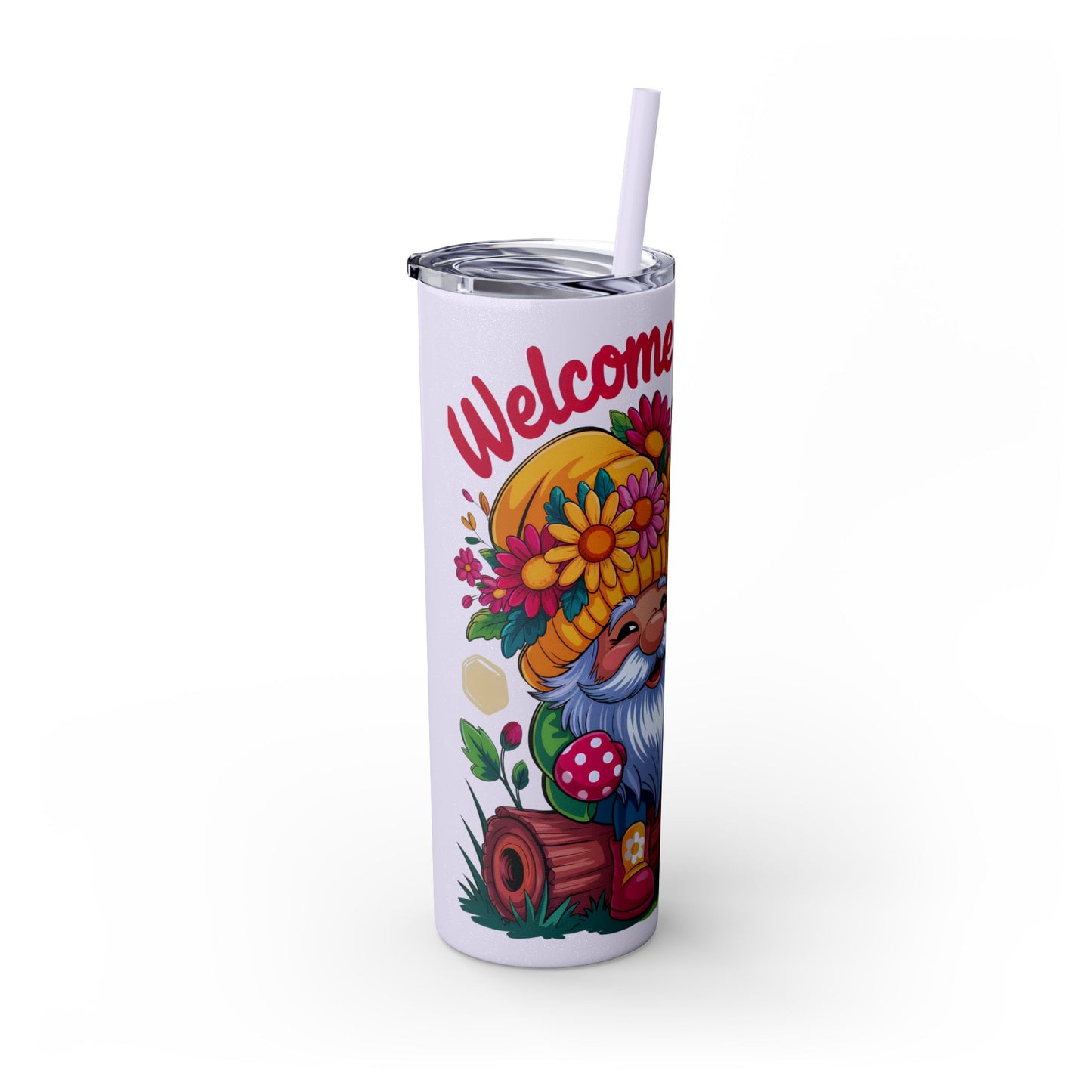 Tumbler Spring Vibes Skinny Tumbler 20oz with Straw