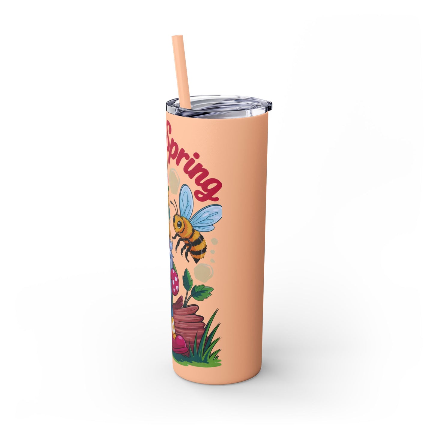 Tumbler Spring Vibes Skinny Tumbler 20oz with Straw