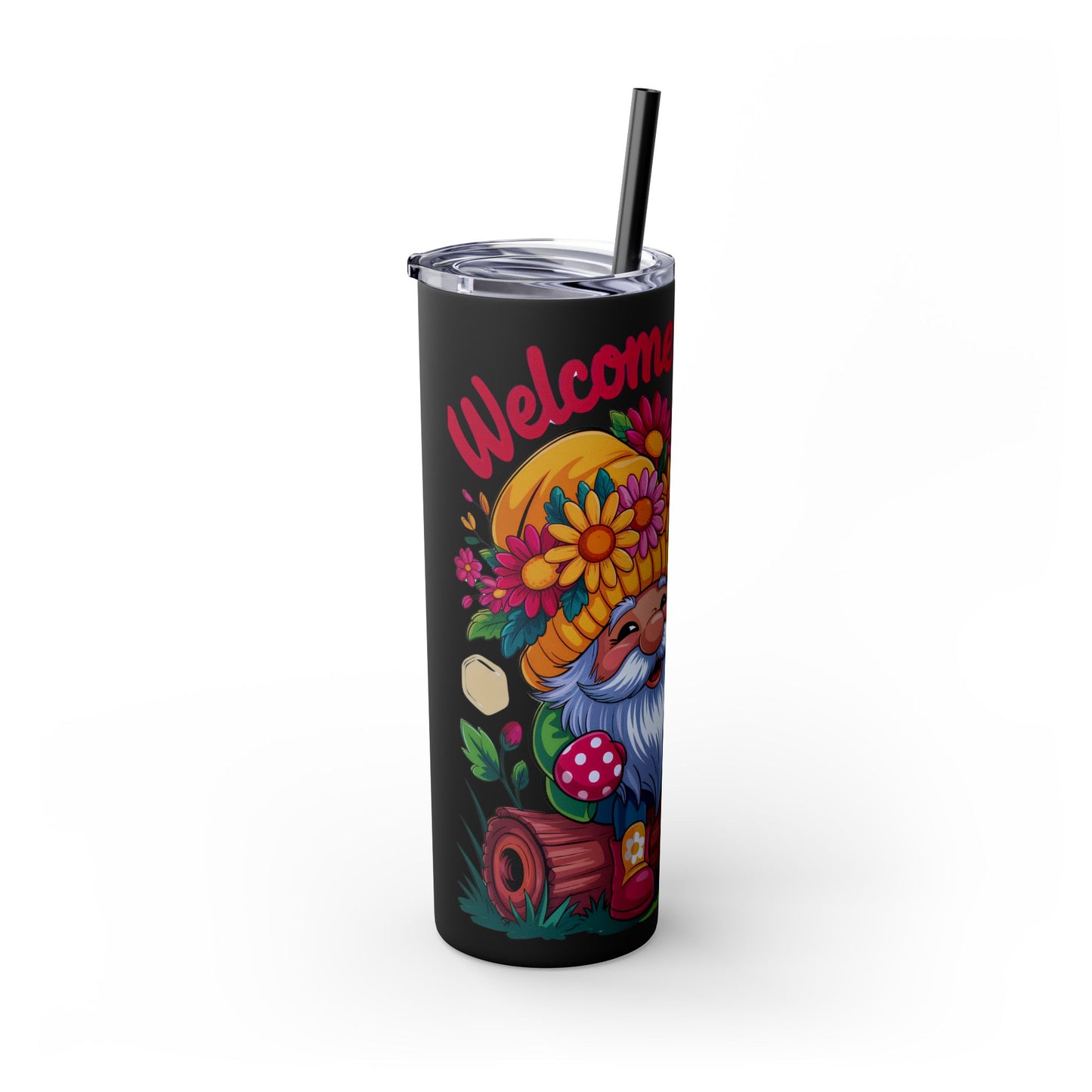 Tumbler Spring Vibes Skinny Tumbler 20oz with Straw