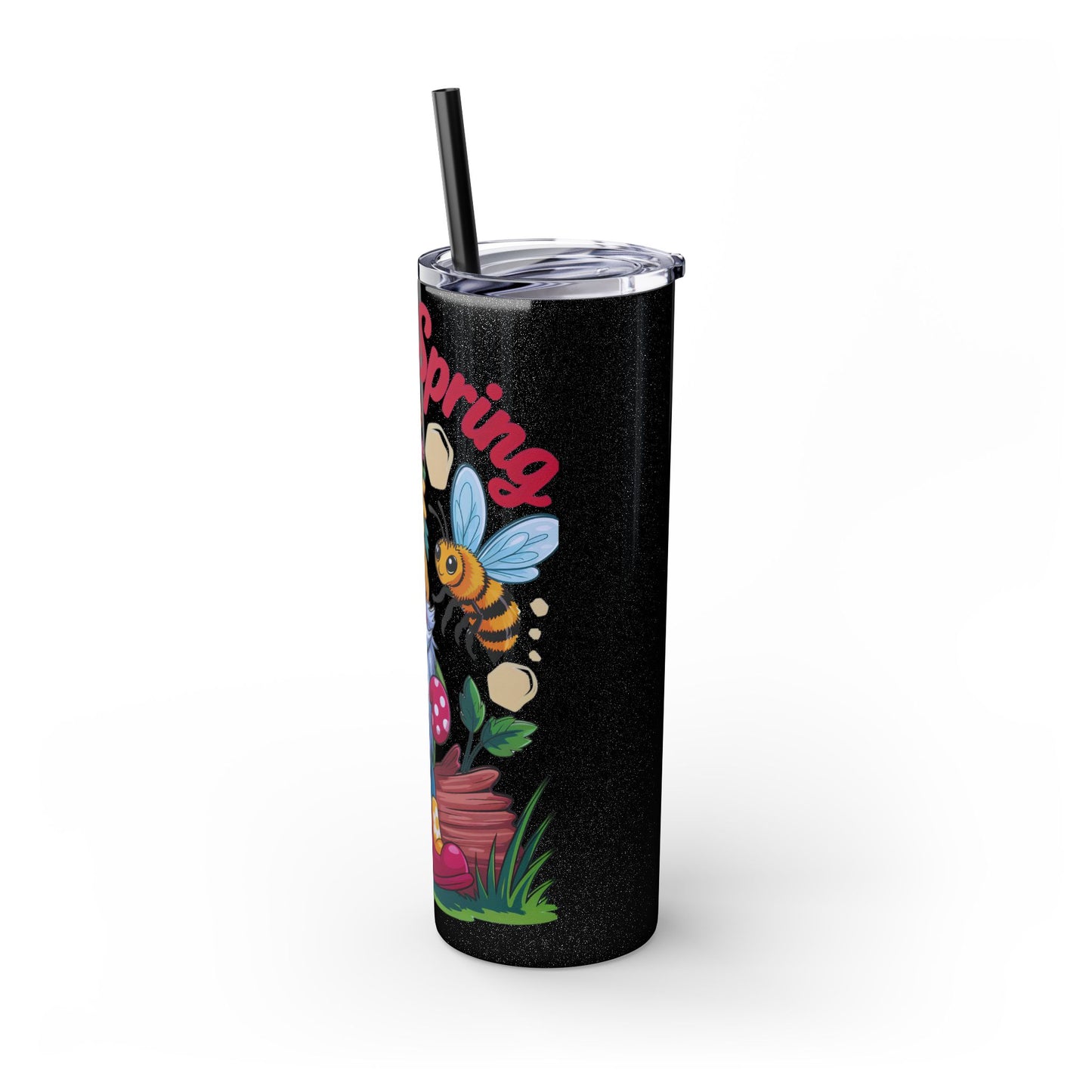 Tumbler Spring Vibes Skinny Tumbler 20oz with Straw