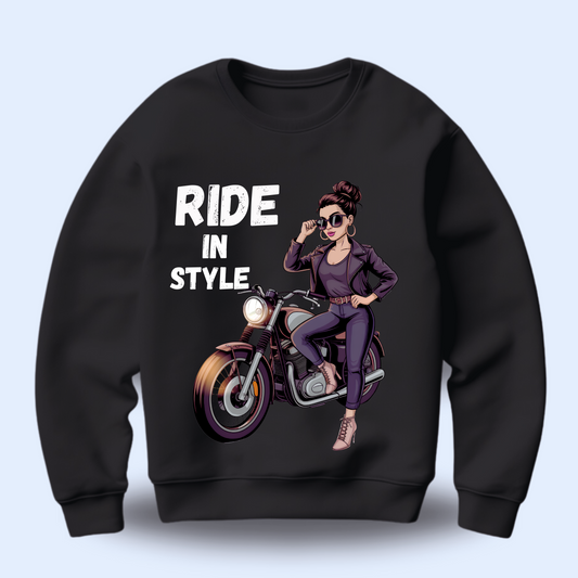 Sweatshirt Ride in Style Graphic Design Soft Fleece Crewneck