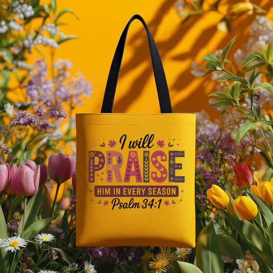Tote Bag - Autumn Praise Collection - Psalm 34:1