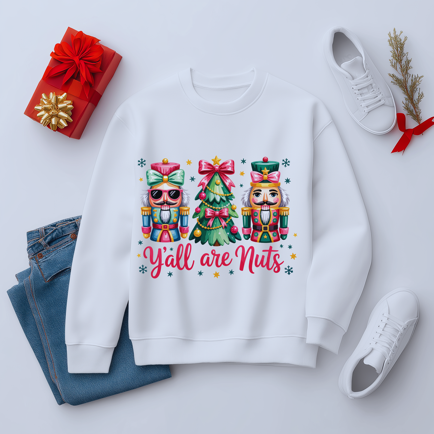 Sweatshirt - 'Y'all Are Nuts' Funny Unisex Crewneck Sweatshirt