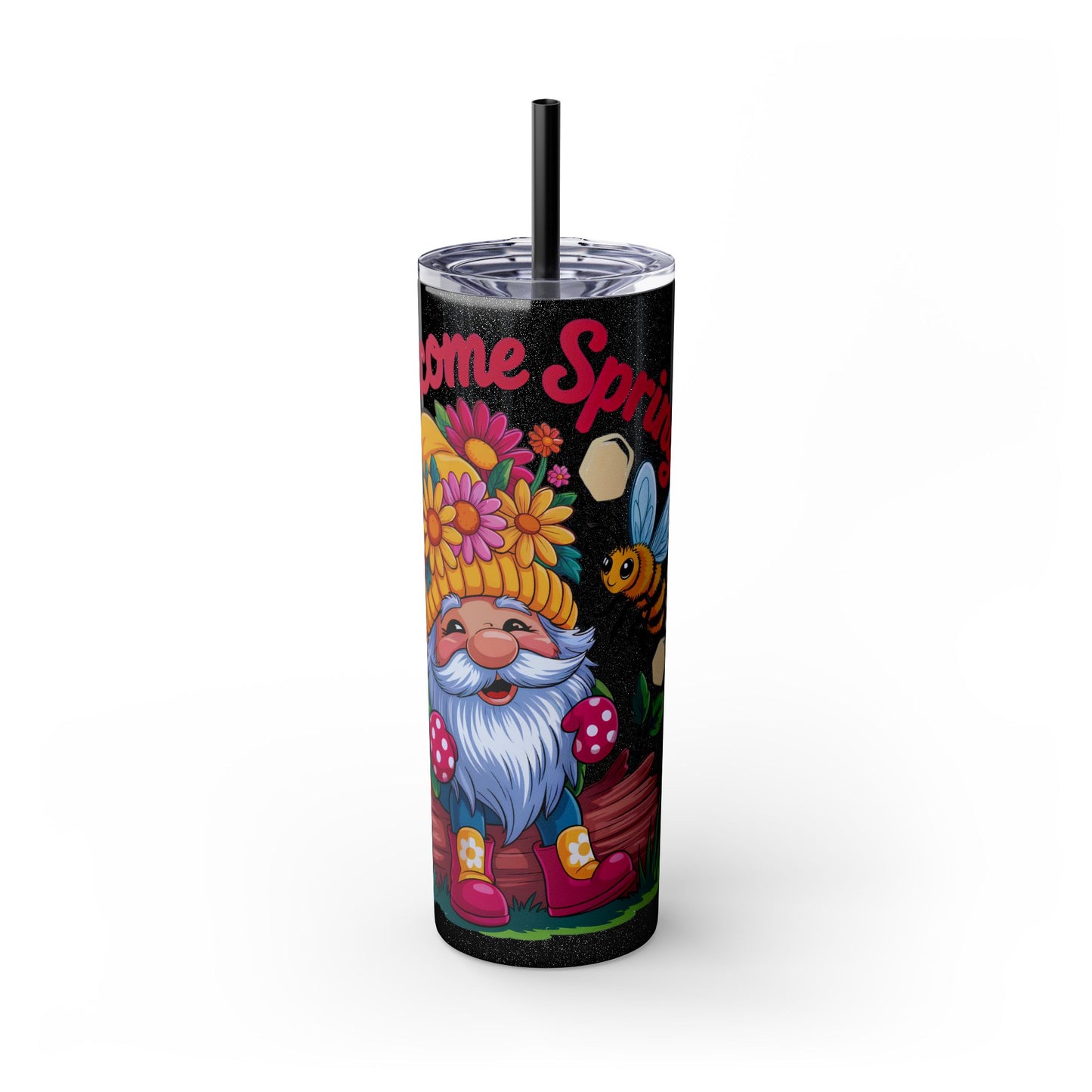 Tumbler Spring Vibes Skinny Tumbler 20oz with Straw