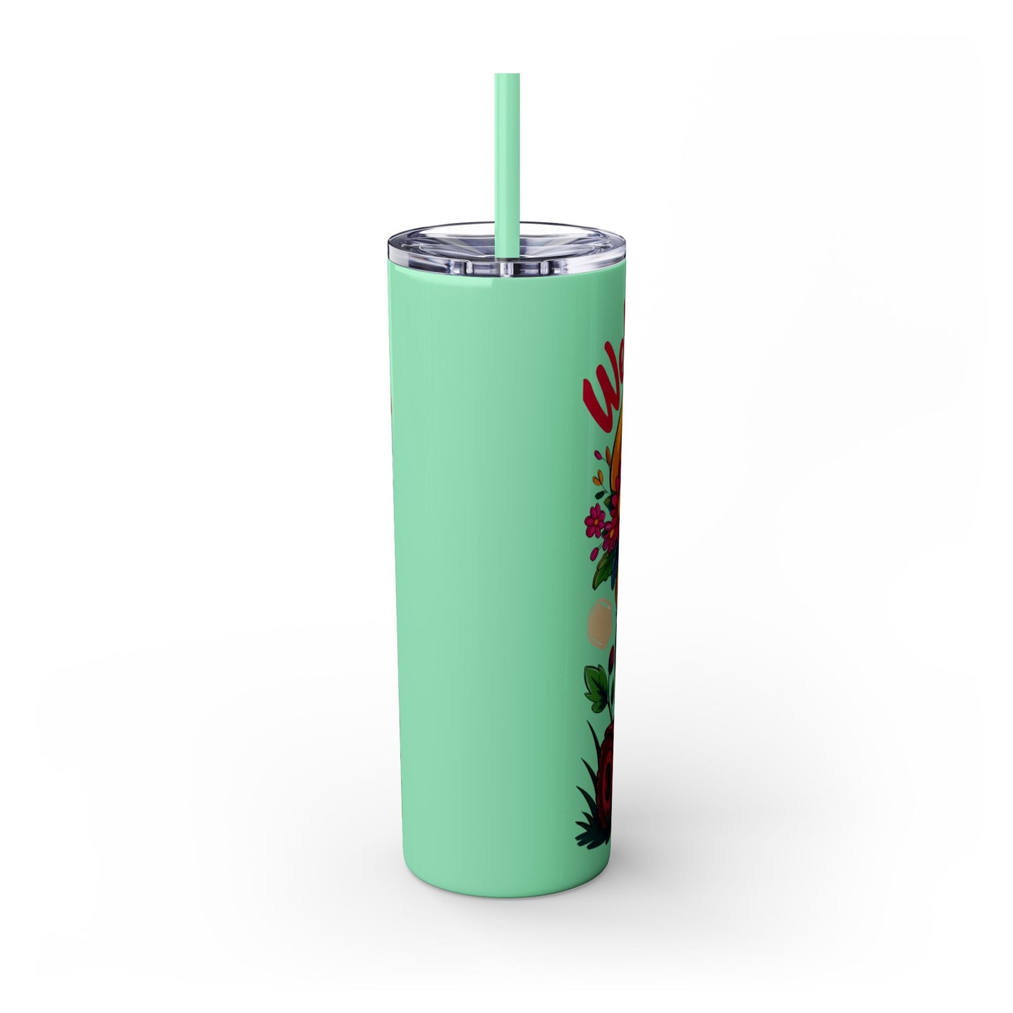 Tumbler Spring Vibes Skinny Tumbler 20oz with Straw
