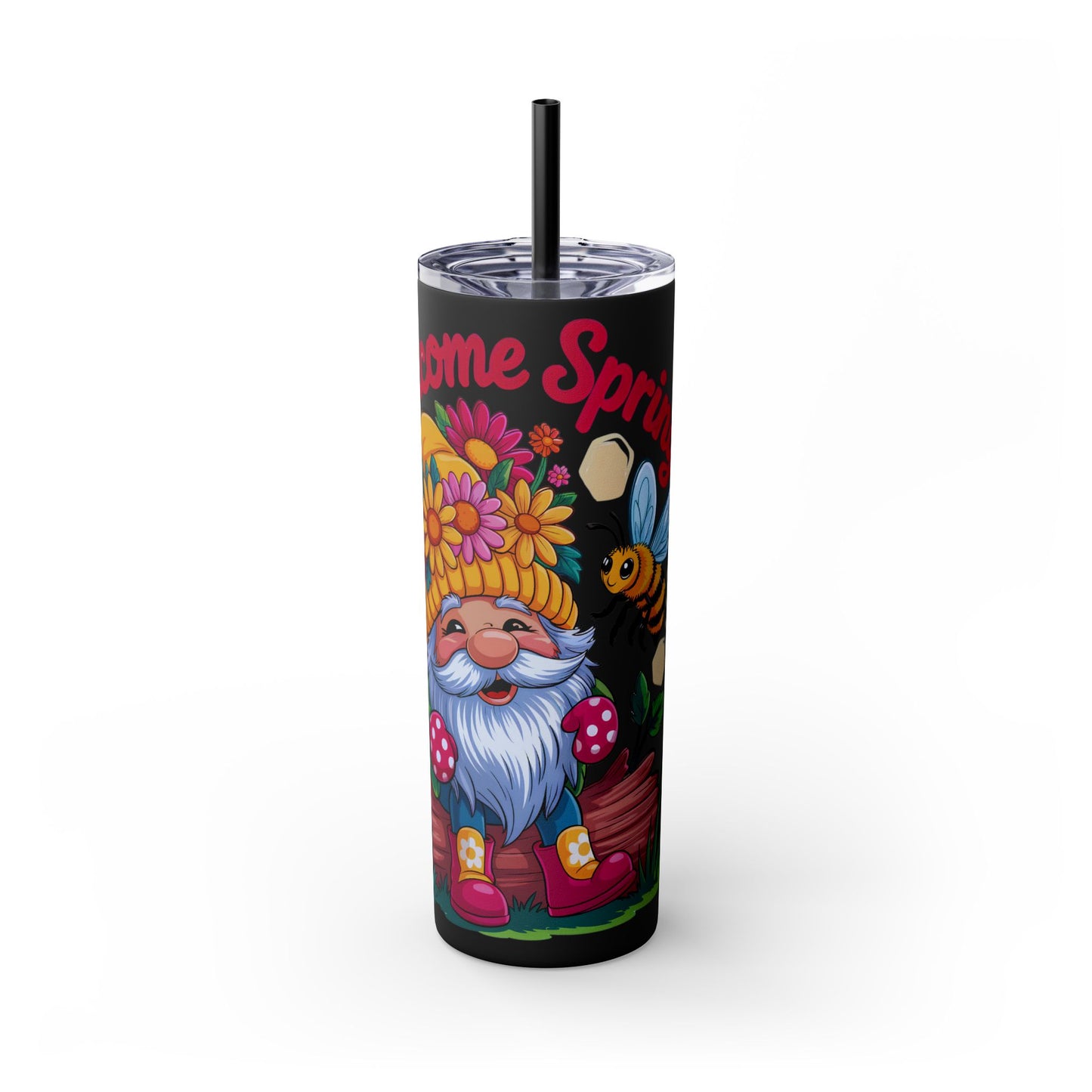 Tumbler Spring Vibes Skinny Tumbler 20oz with Straw