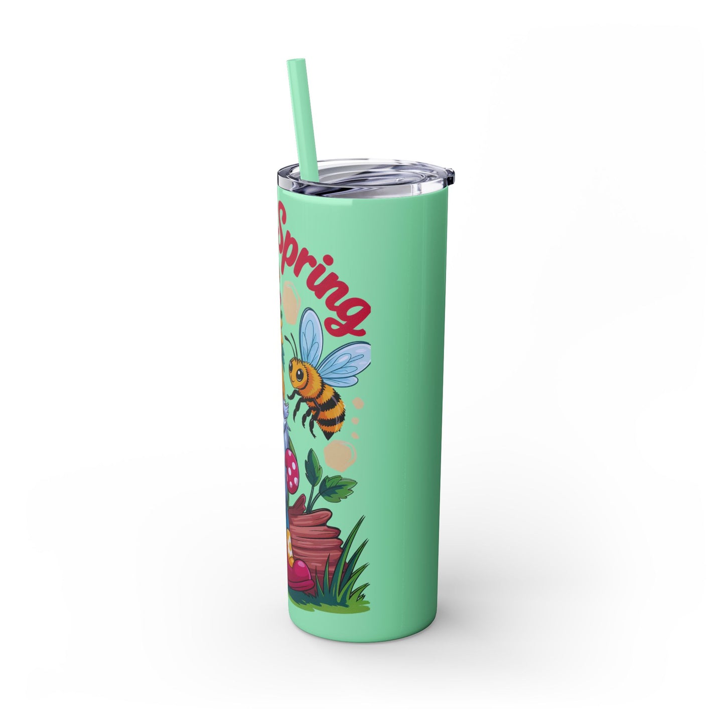 Tumbler Spring Vibes Skinny Tumbler 20oz with Straw