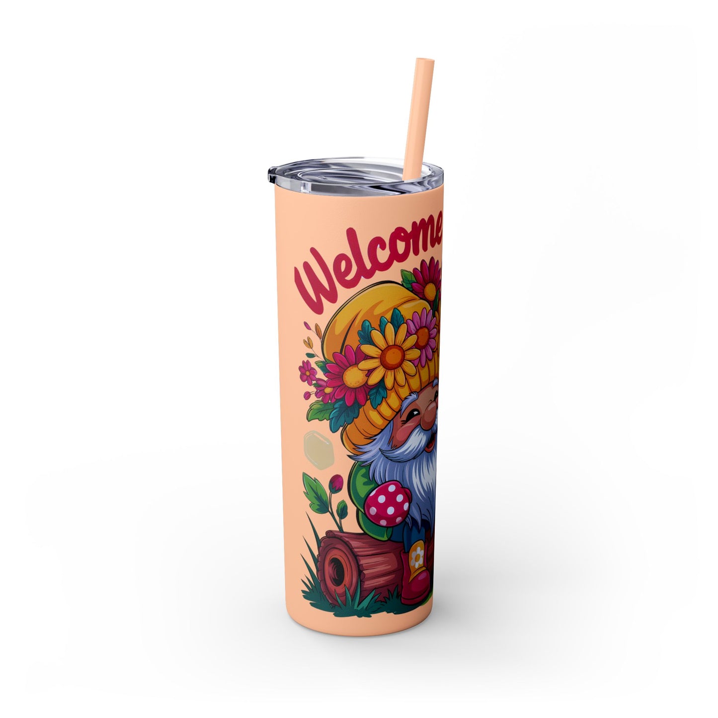 Tumbler Spring Vibes Skinny Tumbler 20oz with Straw