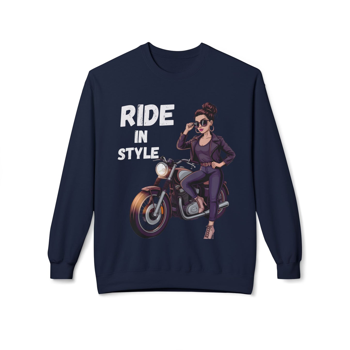 Sweatshirt Ride in Style Graphic Design Soft Fleece Crewneck