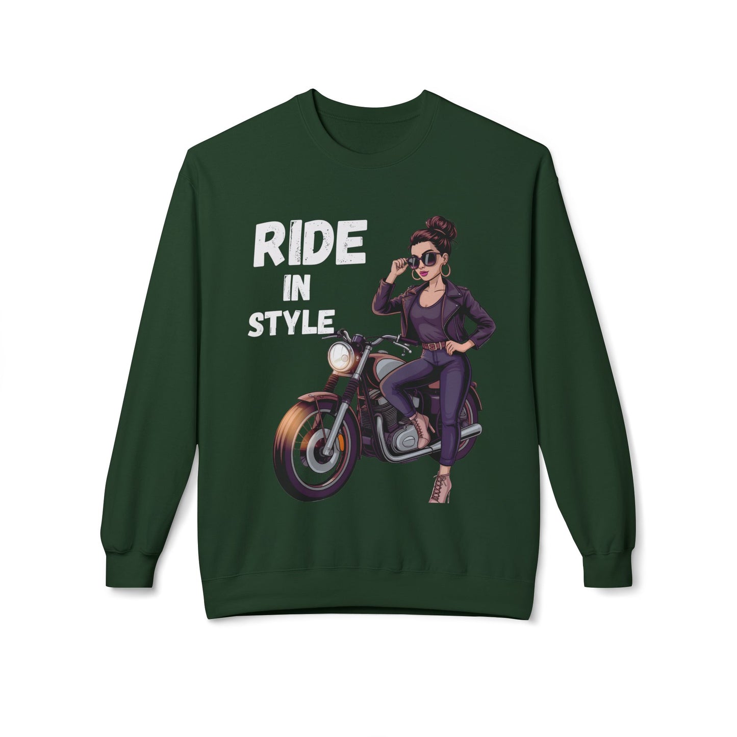 Sweatshirt Ride in Style Graphic Design Soft Fleece Crewneck