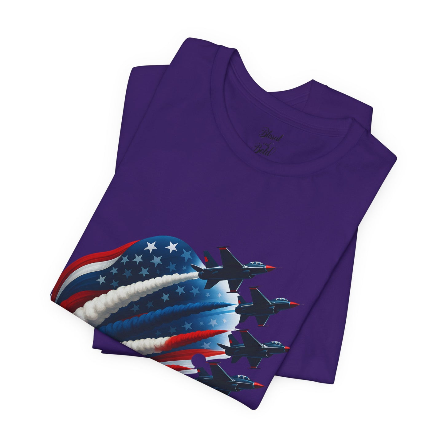 Short Sleeve Tee Wings of Freedom Airplane USA Patriotic Shirt