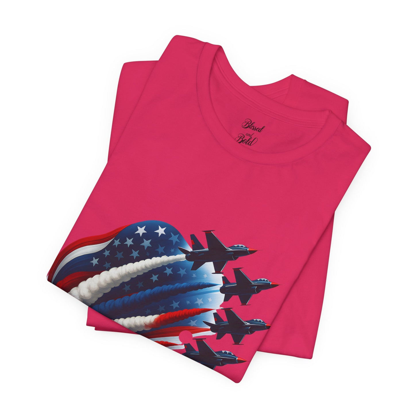 Short Sleeve Tee Wings of Freedom Airplane USA Patriotic Shirt